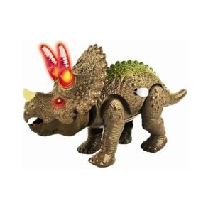 Dinosaur Playset with Light & Sound Wind-Up Triceratops - Image 3