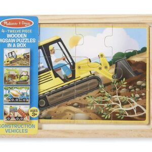 Construction Vehicles 4-in-1 Wooden Jigsaw Puzzles