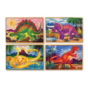 Dinosaurs 4-in-1 Wooden Jigsaw Puzzles in a Storage Box