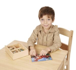 Dinosaurs 4-in-1 Wooden Jigsaw Puzzles in a Storage Box - Image 3
