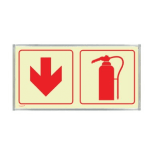 Photoluminescent Sign in Alu Frame: Fire Extingusher and Red Arrow